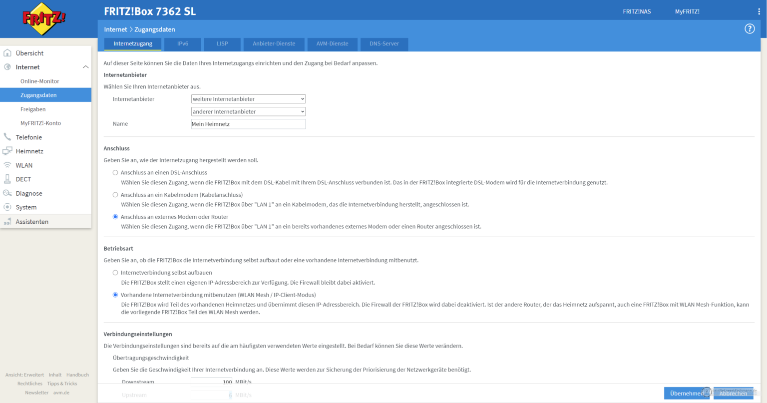 Fritz!Box als IPClient / Switch / AP
